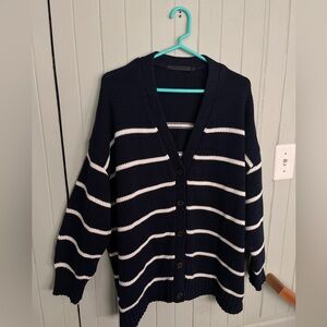 Jenni Kayne Chloe Cardigan - Navy and White Striped - L